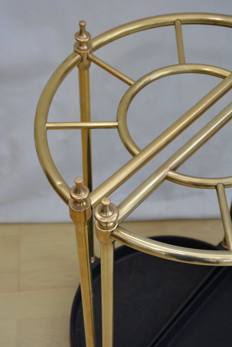 Pair of Early 20th Century Brass Umbrella Stands, Demi Lune Design - Image 4